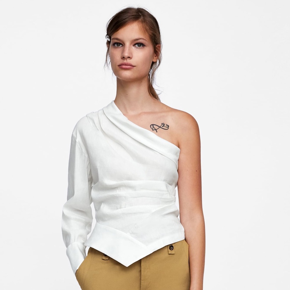 New with tags Zara asymmetric blouse sz M